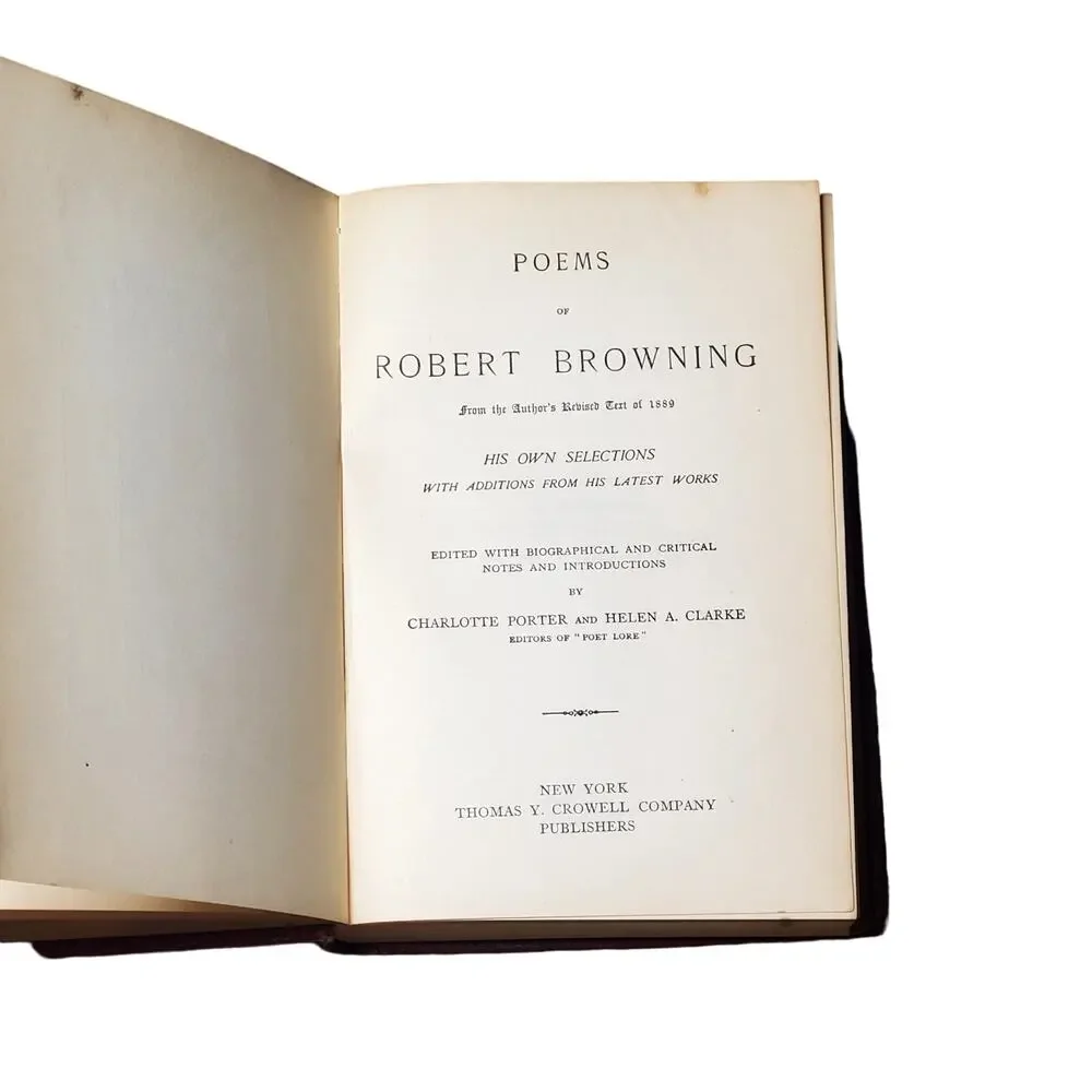 Robert Brownings Selected Poems New York Thomas Y Crowell Co Victorian Leather